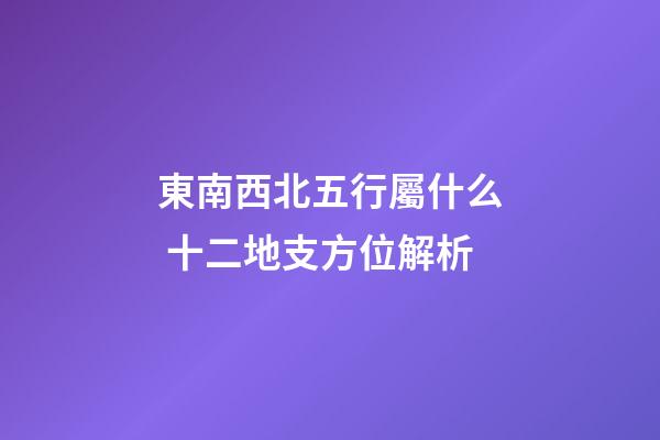 東南西北五行屬什么 十二地支方位解析